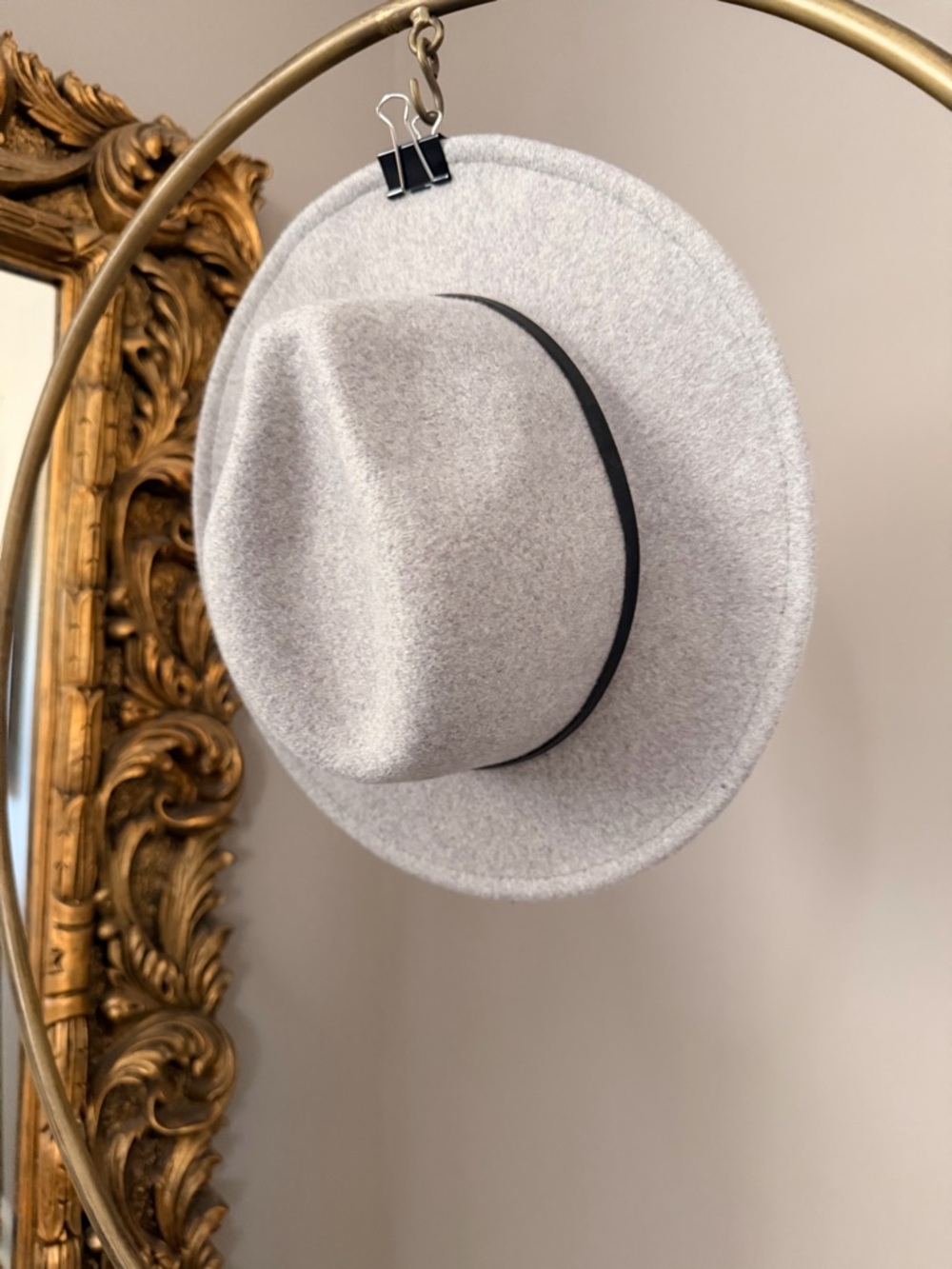 Light Gray Wool Fedora with Black Band
